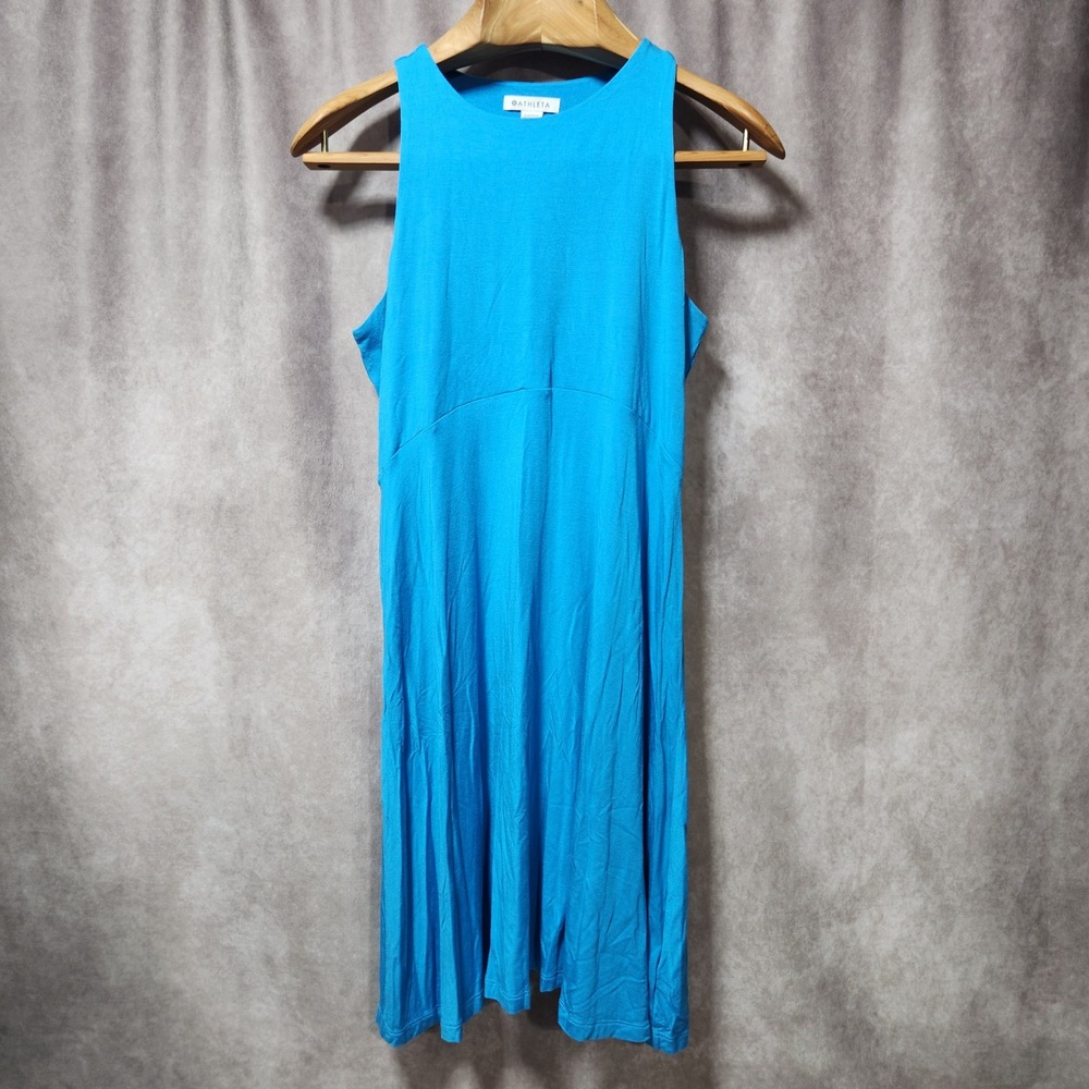 Athleta Santorini Thera Dress Blue Sleeveless Empire Waist Modal Midi Medium - Picture 1 of 6